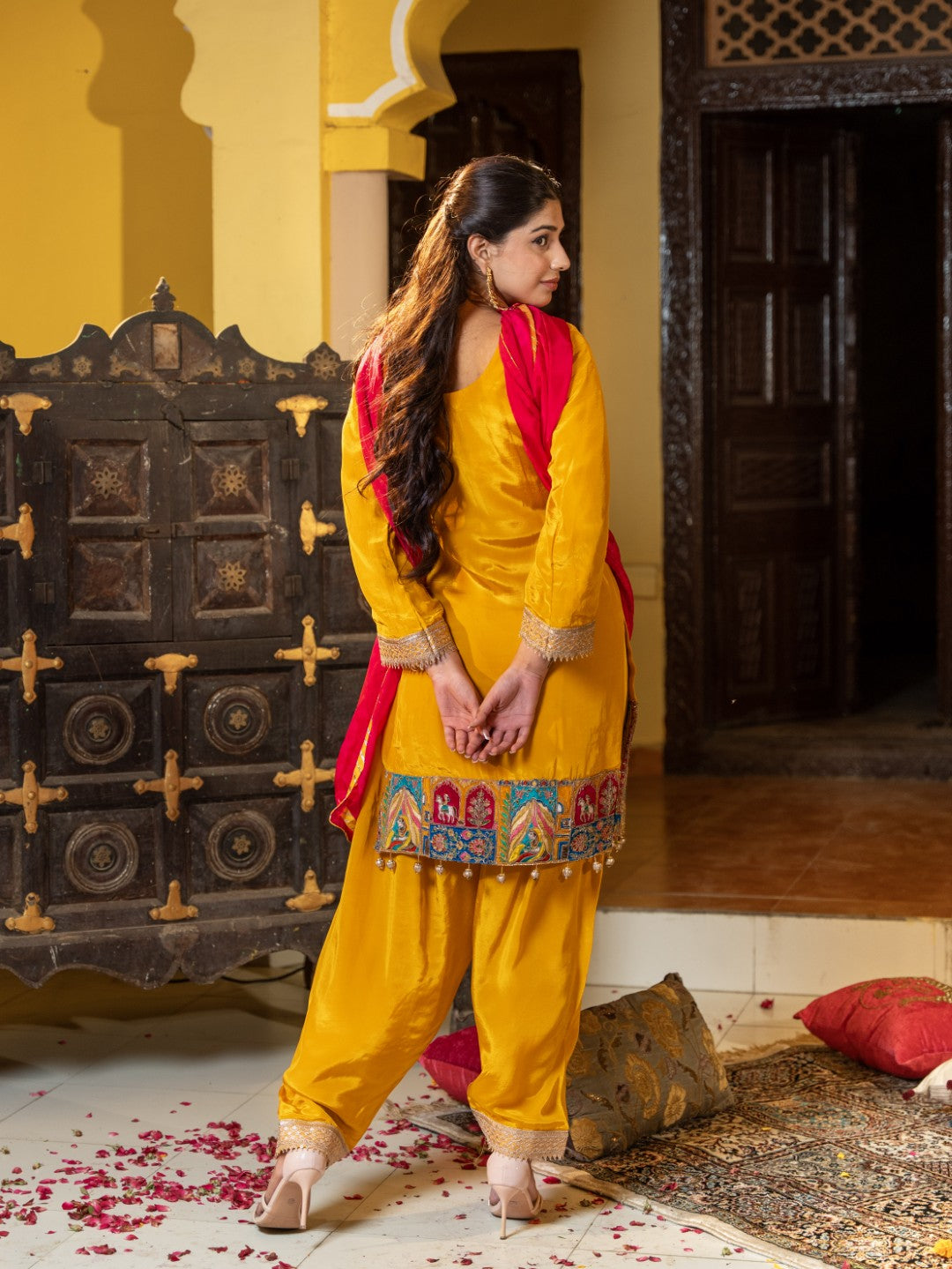 Yellow Crepe Salwar Set