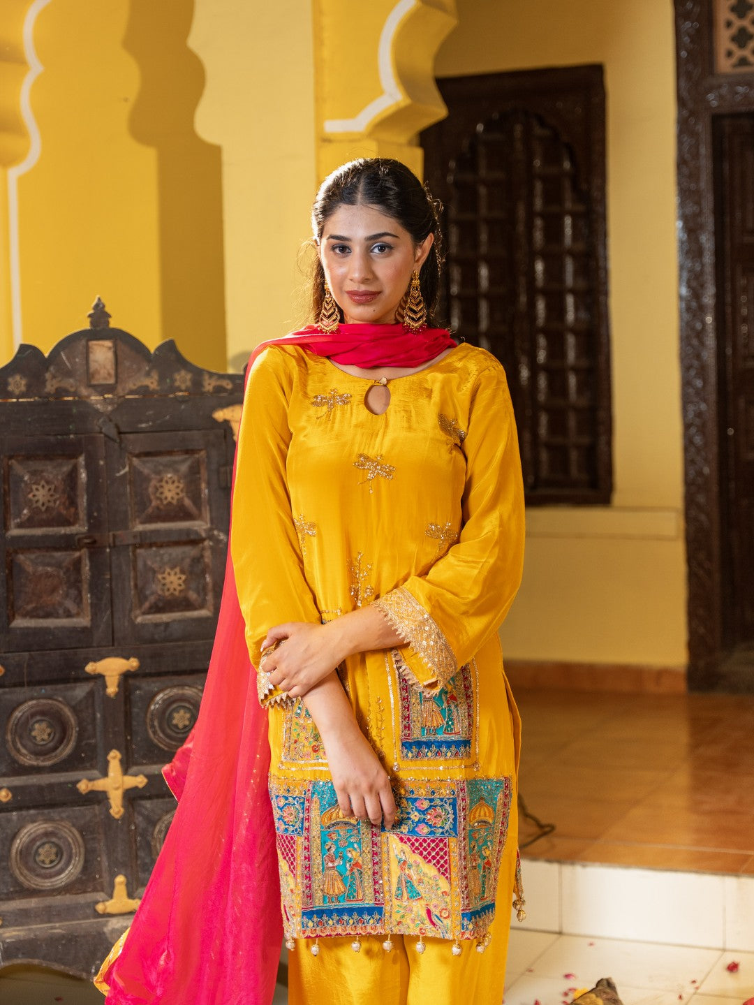 Yellow Crepe Salwar Set
