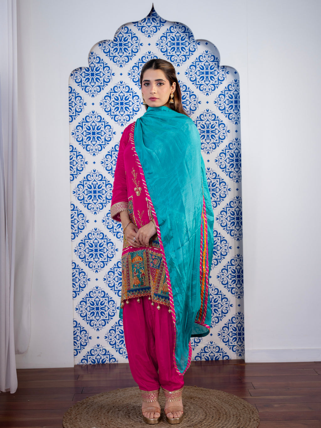 Magenta-Pink Crepe Salwar Set