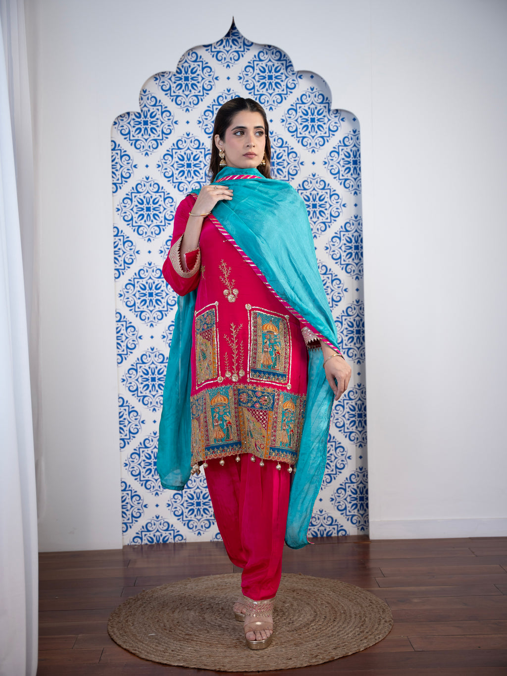 Magenta-Pink Crepe Salwar Set