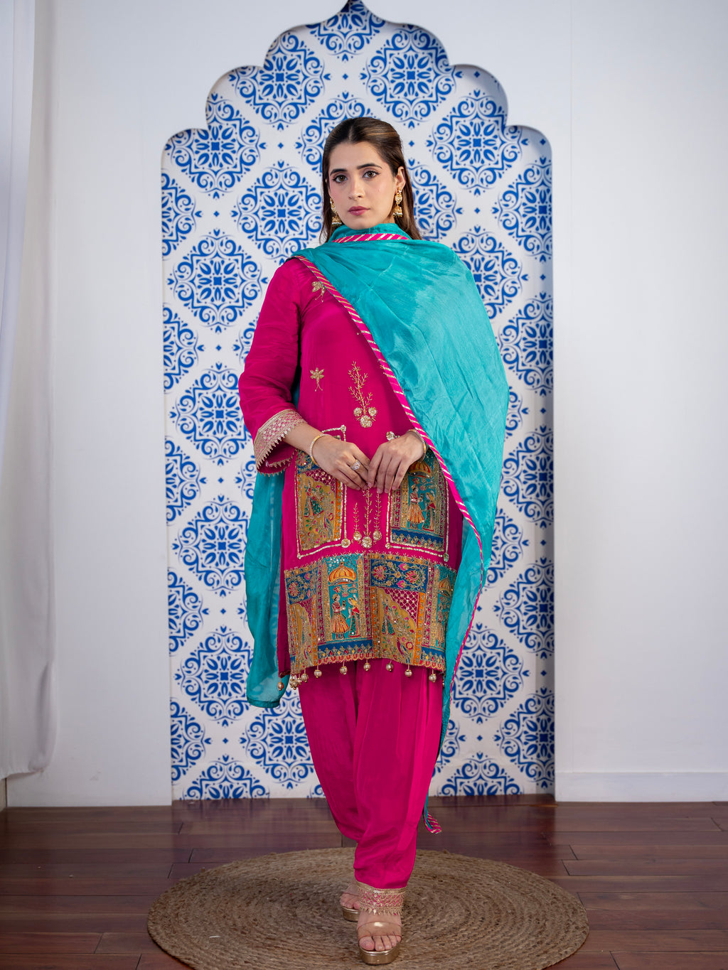 Magenta-Pink Crepe Salwar Set
