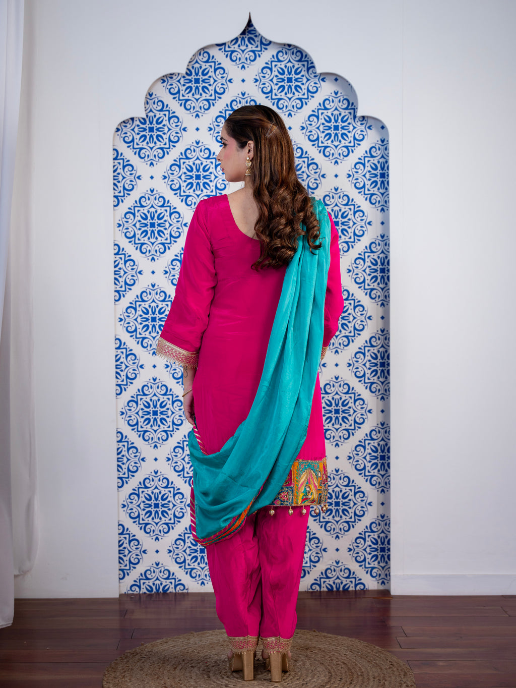 Magenta-Pink Crepe Salwar Set
