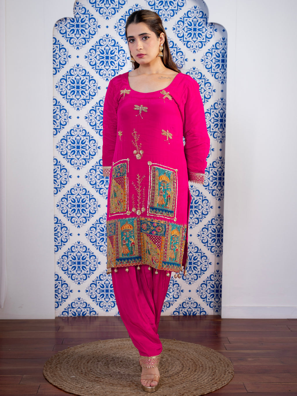Magenta-Pink Crepe Salwar Set