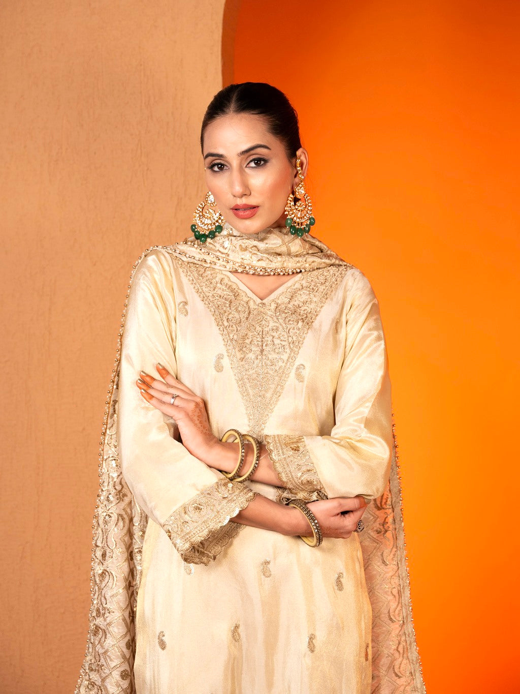 Ivory Aari Work Kurta Set