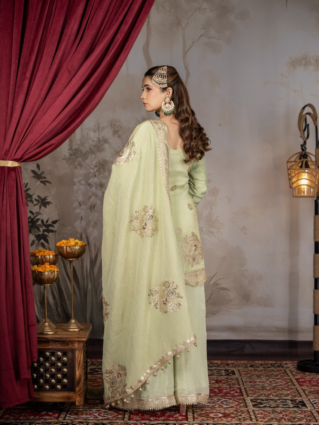 Sea-Green Gota & Tila Work Sharara Set