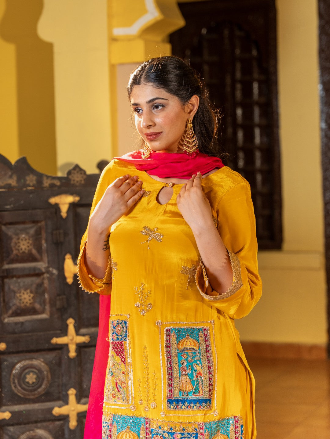 Yellow Crepe Salwar Set