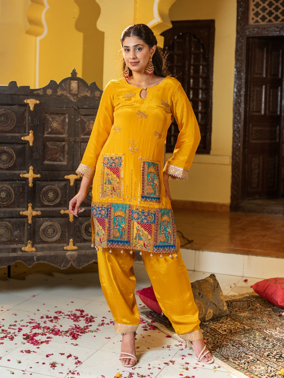 Yellow Crepe Salwar Set