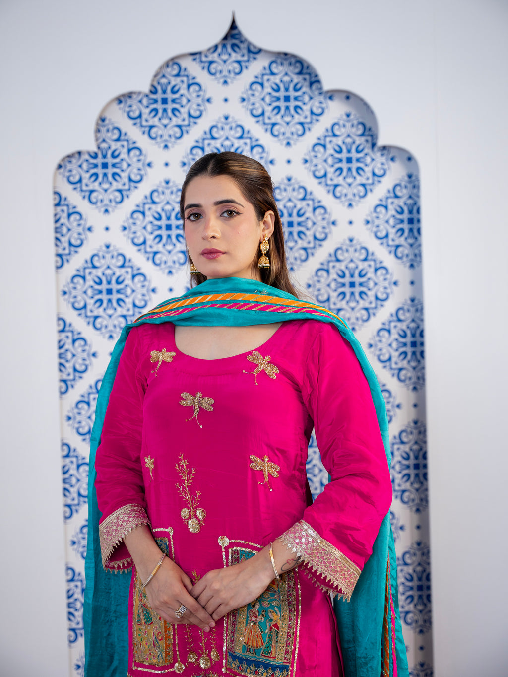 Magenta-Pink Crepe Salwar Set