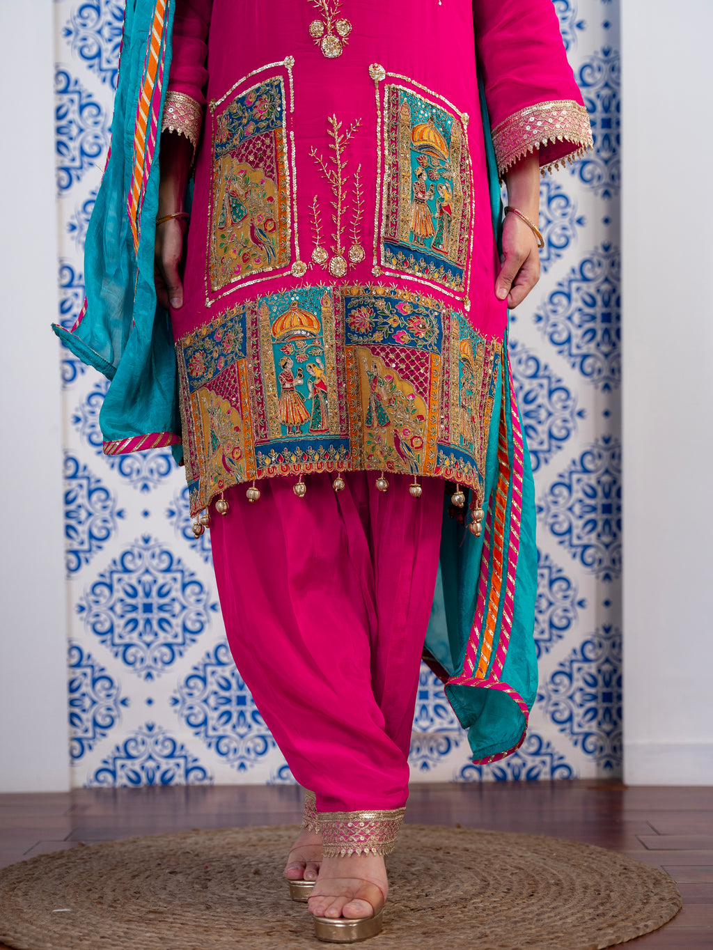 Magenta-Pink Crepe Salwar Set