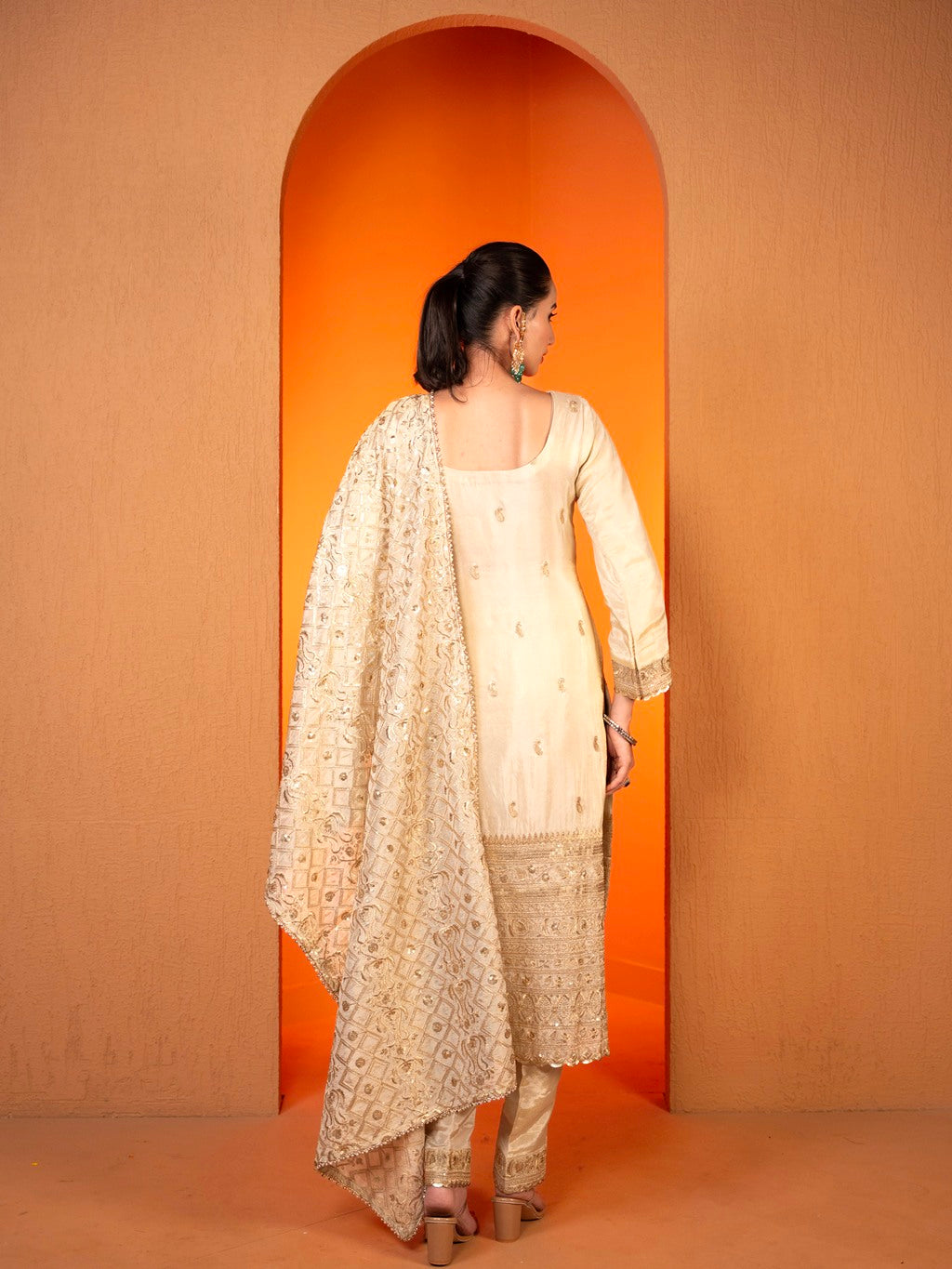 Ivory Aari Work Kurta Set