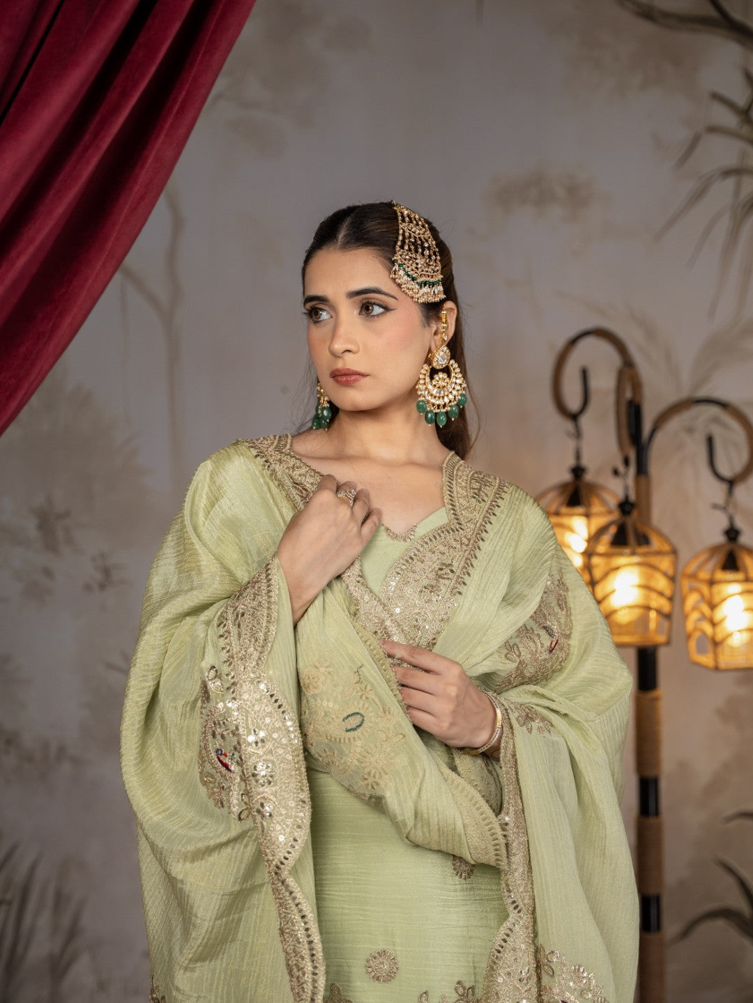 Sea-Green Gota & Tila Work Sharara Set