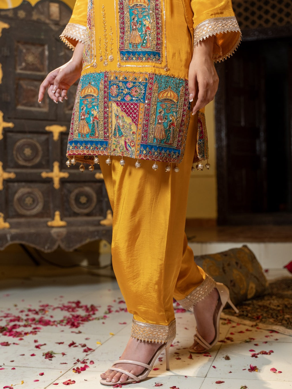 Yellow Crepe Salwar Set