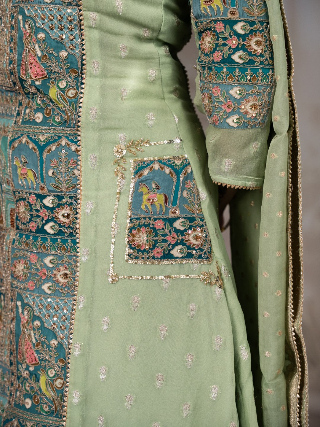 Light Olive-Green Prencess A-Line Set