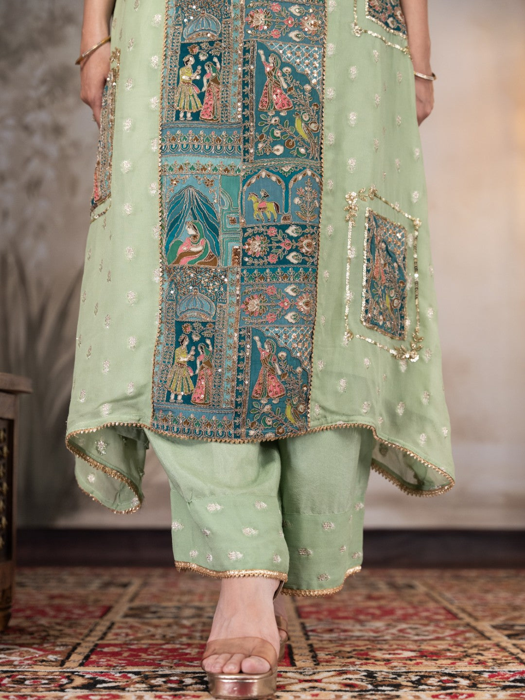Light Olive-Green Prencess A-Line Set