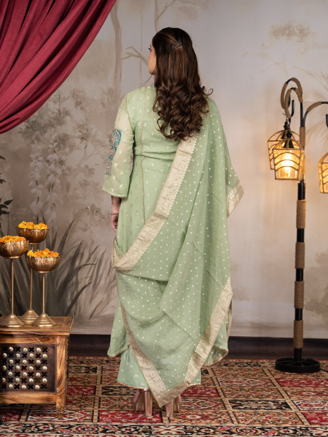 Light Olive-Green Prencess A-Line Set