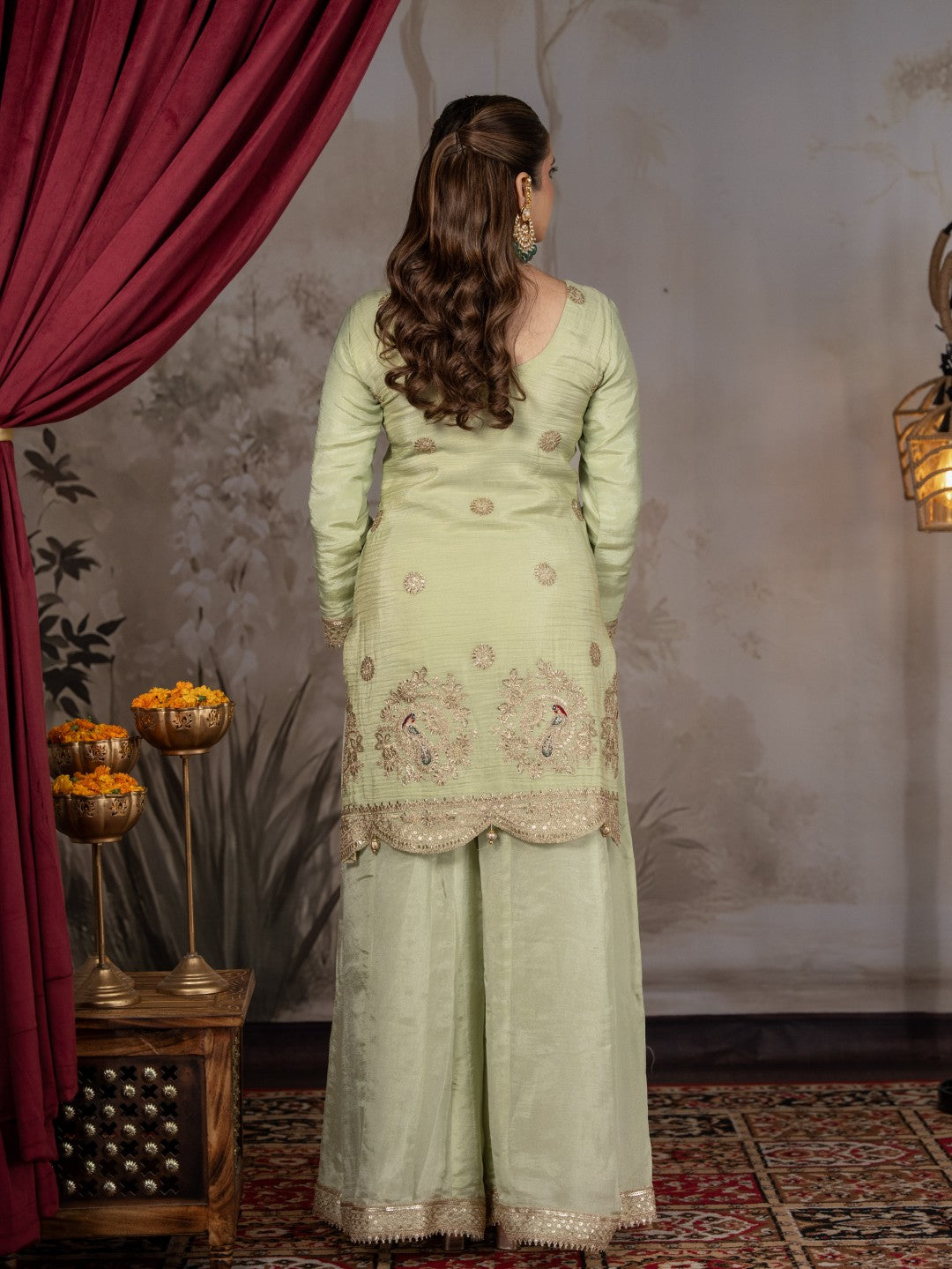 Sea-Green Gota & Tila Work Sharara Set